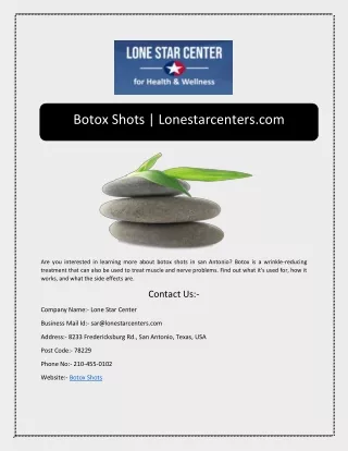 Botox Shots | Lonestarcenters.com