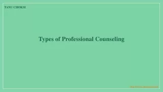 Types of Professional Counseling