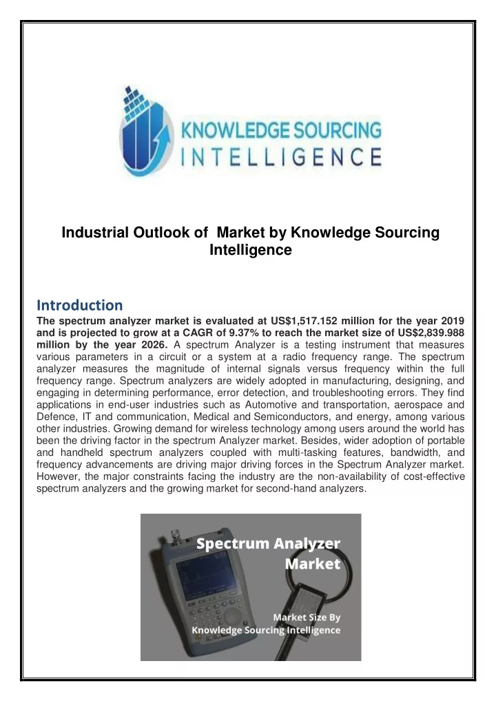industrial outlook of market by knowledge