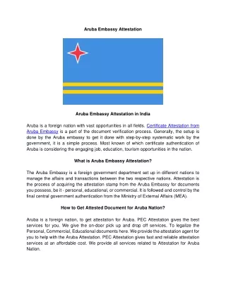 Aruba Embassy Attestation