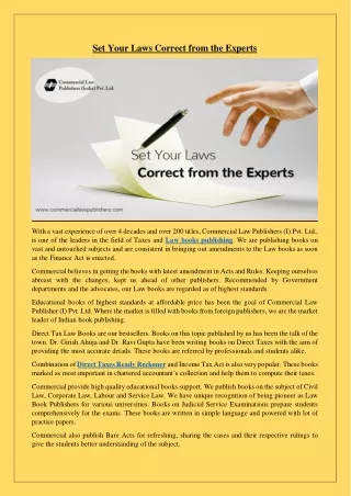 set your laws correct from the experts
