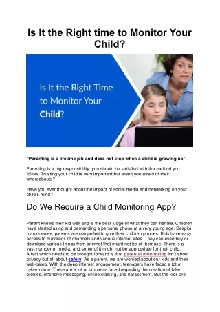 is it the right time to monitor your child