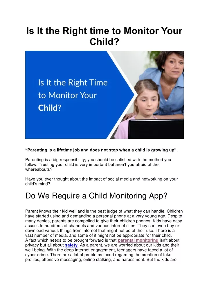 is it the right time to monitor your child