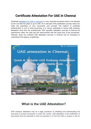 Certificate Attestation For UAE In Chennai