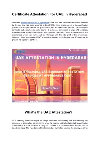 Certificate Attestation For UAE In Hyderabad