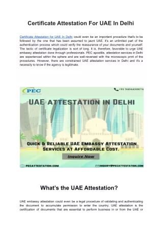 Certificate Attestation For UAE In Delhi