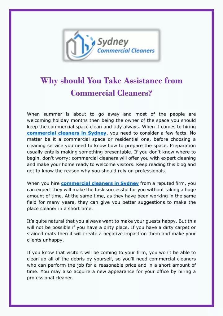 why should you take assistance from commercial