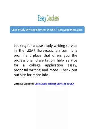Case Study Writing Services in USA | Essaycoachers.com