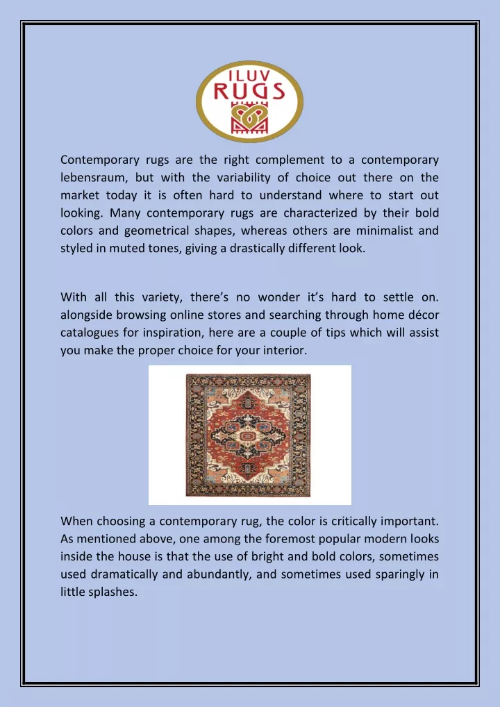 contemporary rugs are the right complement