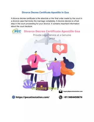 Divorce Decree Certificate Apostille In Goa