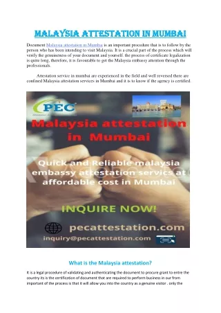 malaysia attestation in mumbai
