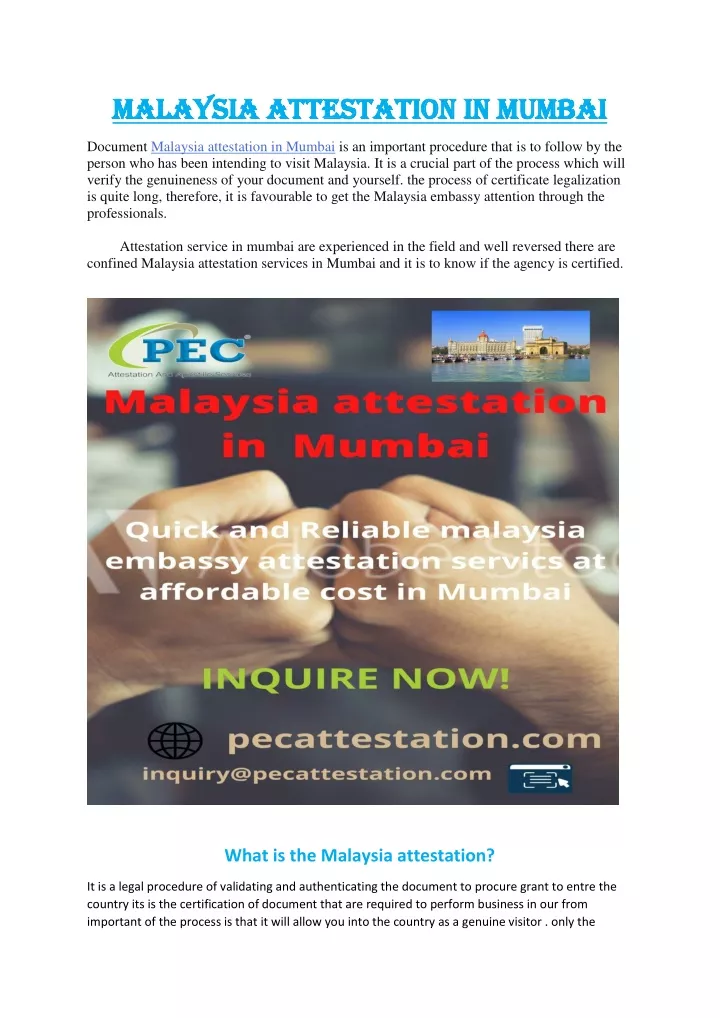 malaysia attestation in mumbai malaysia