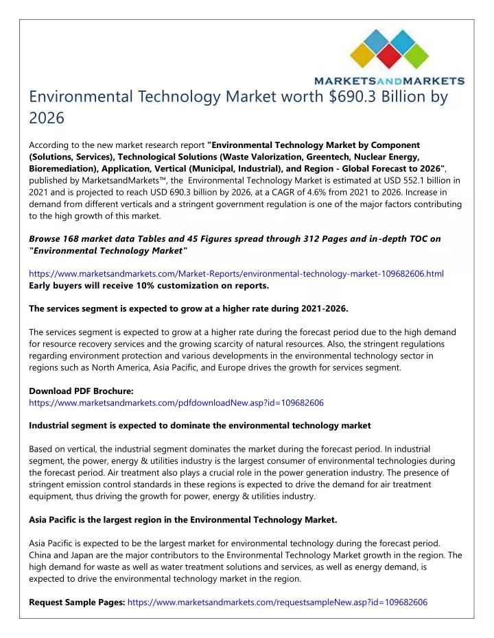 environmental technology market worth
