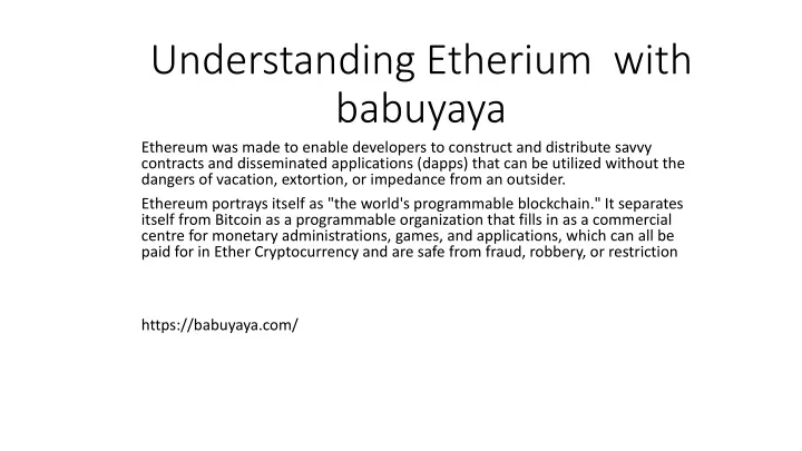 understanding etherium with babuyaya