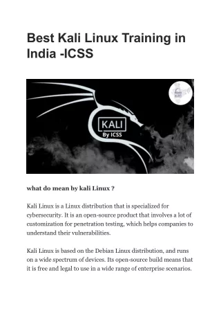 Best Kali Linux Training in India