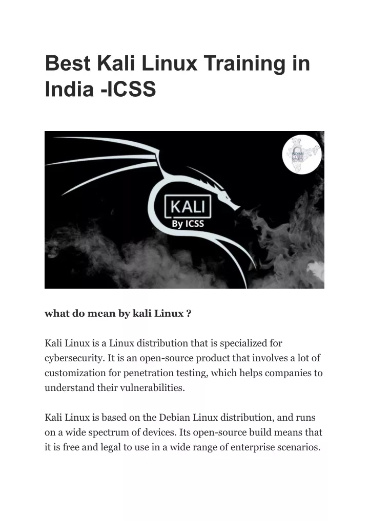 best kali linux training in india icss