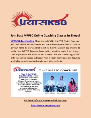 Join Best MPPSC Online Coaching Classes In Bhopal