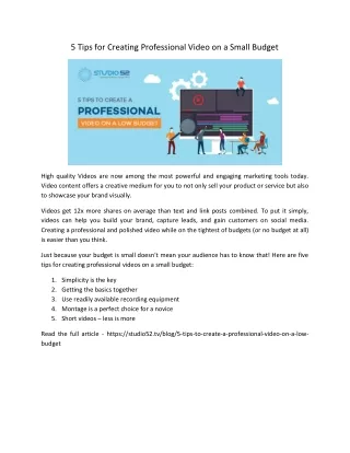 5 tips for creating professional video on a small