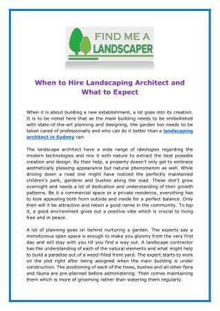 When To Hire Landscaping Architect And What To Expect