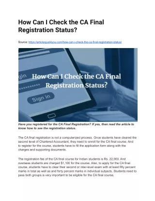 How Can I Check the CA Final Registration Status