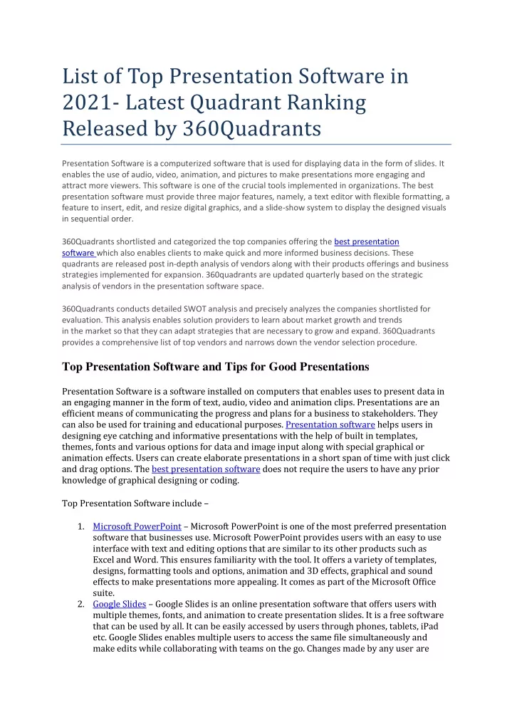 list of top presentation software in 2021 latest