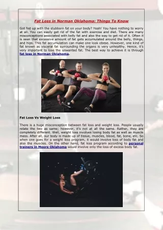 Fat Loss in Norman Oklahoma Things To Know