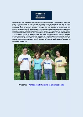 Yangon First Diploma in Business Skills Stiacademy.edu.mm