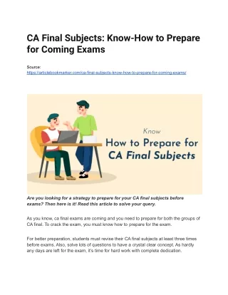 CA Final Subjects_ Know-How to Prepare for Coming Exams