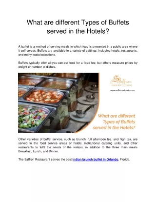 What are different Types of Buffets served in the Hotels?