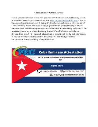 Cuba Embassy Attestation Services