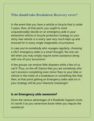who should take breakdown recovery cover