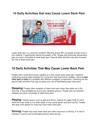 10 daily activities that may cause lower back pain