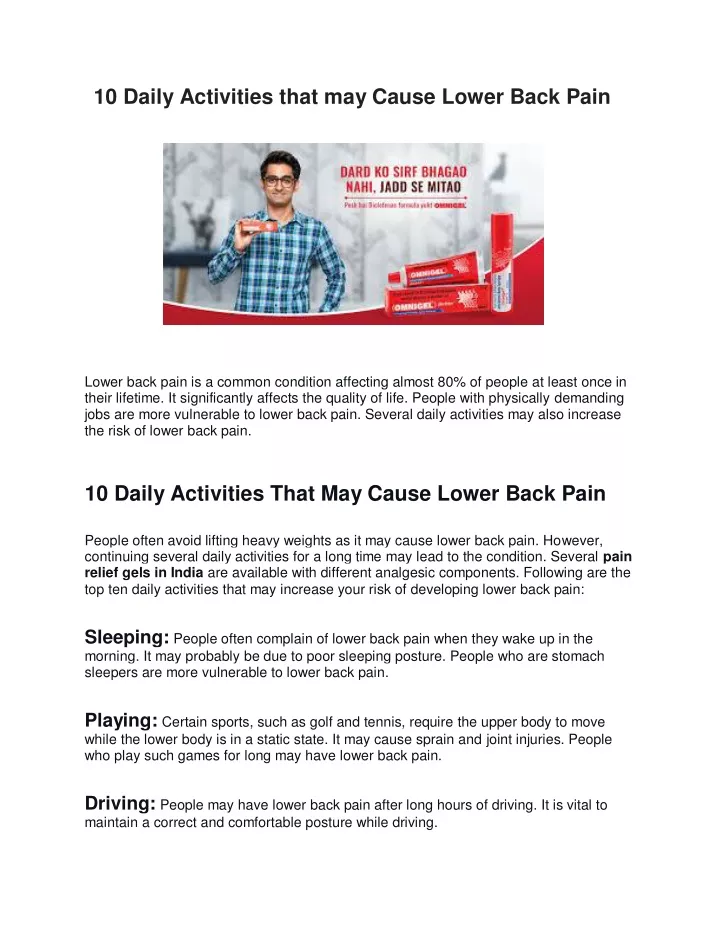 10 daily activities that may cause lower back pain