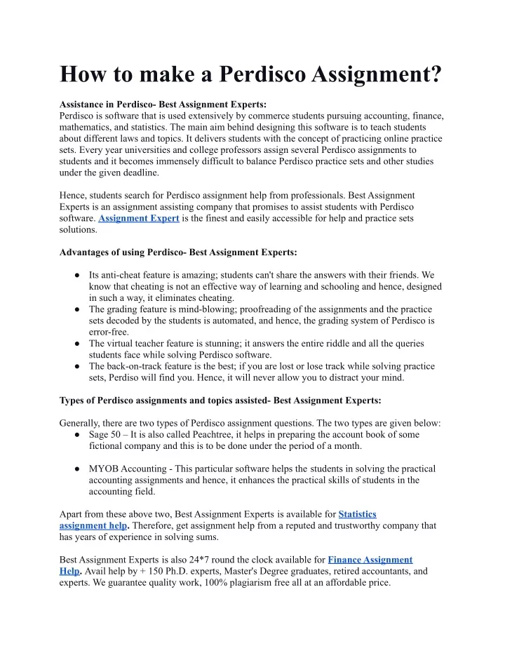 how to make a perdisco assignment