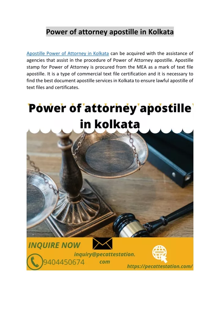 power of attorney apostille in kolkata