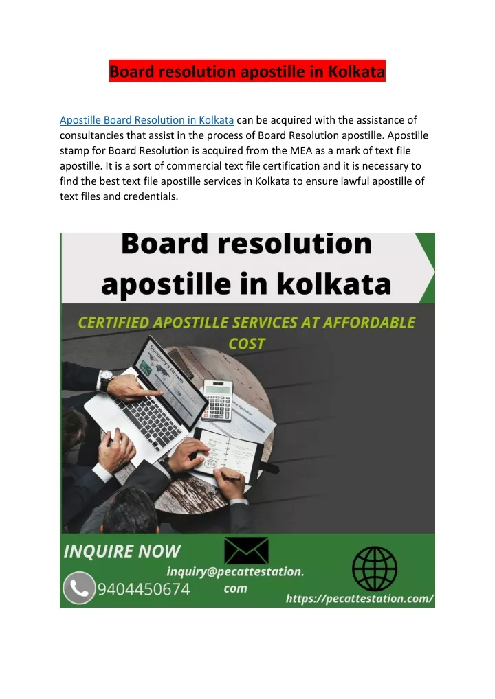 board resolution apostille in kolkata