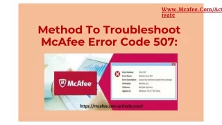 method to troubleshoot mcafee error code 507