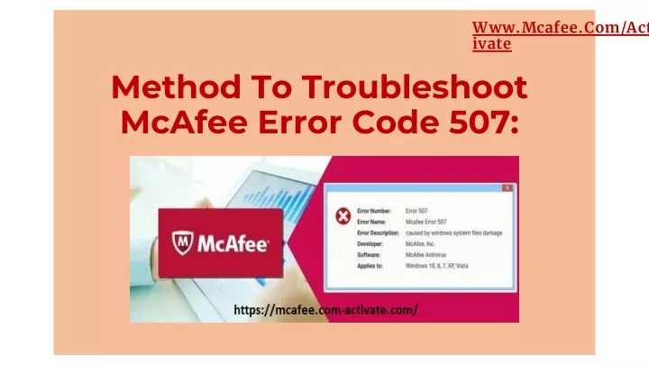 method to troubleshoot mcafee error code 507
