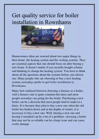 get quality service for boiler installation