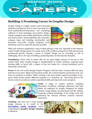 Building a Promising Career in Graphic Design - Top Course & Training Institute