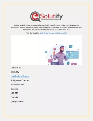 Web Design Company in Richmond Hill | Esolutify.com