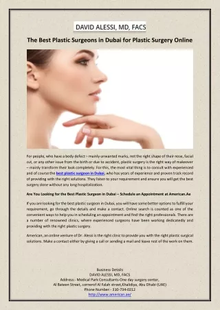 the best plastic surgeons in dubai for plastic