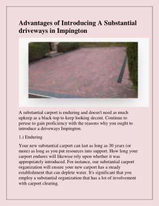 advantages of introducing a substantial driveways