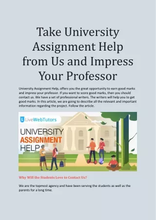 Take University Assignment Help from Us and Impress Your Professor
