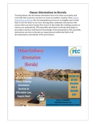 Oman Attestation Kerala