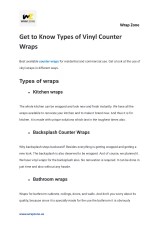 Get to Know Types of Vinyl Counter Wraps