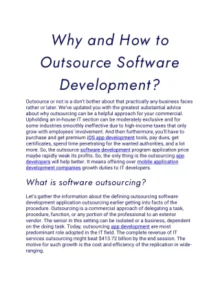 why and how to outsource software development