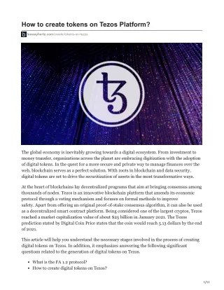 How to create tokens on Tezos Platform?
