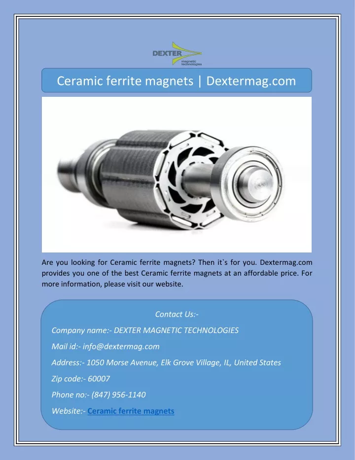 ceramic ferrite magnets dextermag com