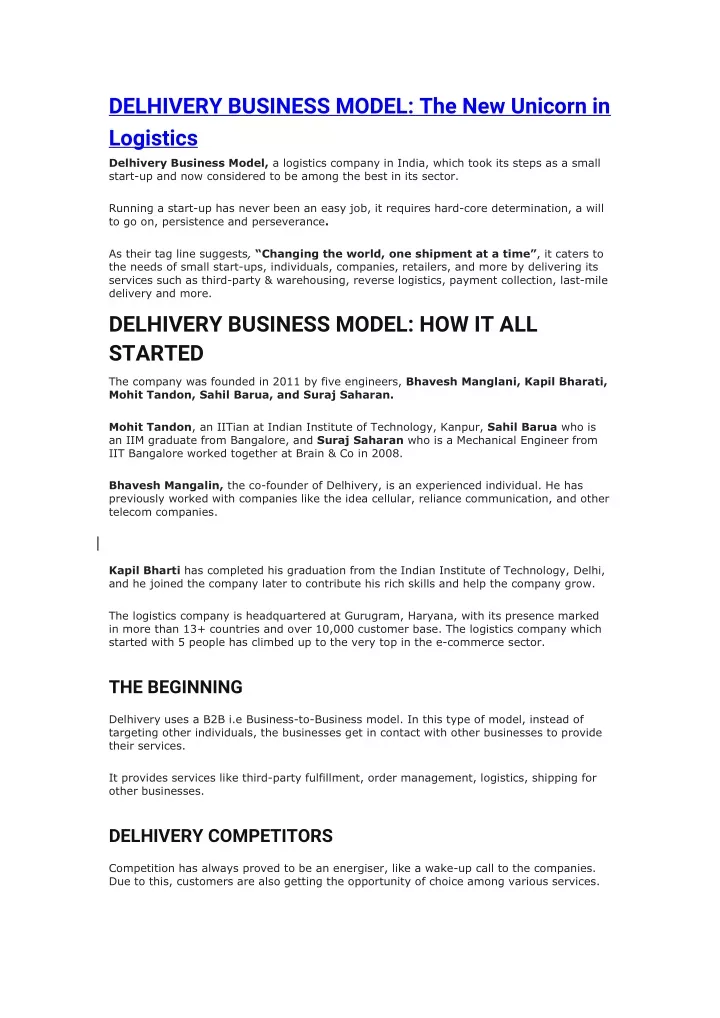 delhivery business model the new unicorn